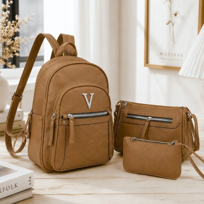 Set de Mochila, Bolsa y Monedero para Mujer 3 Piezas