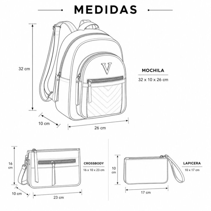 Set de Mochila, Bolsa y Monedero para Mujer 3 Piezas