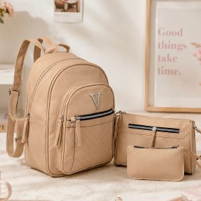 Set de Mochila, Bolsa y Monedero para Mujer 3 Piezas