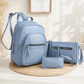 Set de Mochila, Bolsa y Monedero para Mujer 3 Piezas