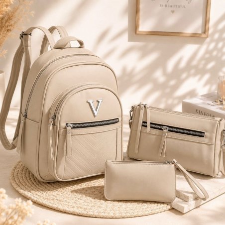 Set de Mochila, Bolsa y Monedero para Mujer 3 Piezas