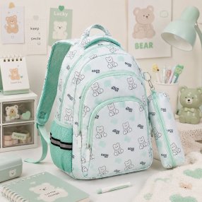Mochila Escolar Infantil con Cartuchera y Múltiples Compartimentos