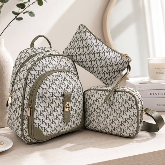 Set de Mochila, Bolsa Crossbody y Cartera para Mujer 3 Piezas