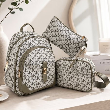 Set de Mochila, Bolsa Crossbody y Cartera para Mujer 3 Piezas