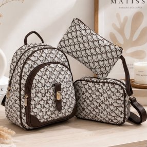 Set de Mochila, Bolsa Crossbody y Cartera para Mujer 3 Piezas