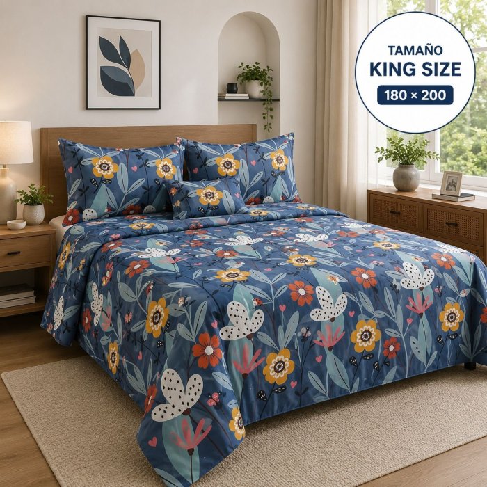 Juego de Sábanas king size 4 Piezas con Fundas para Almohada