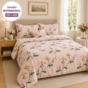 Juego de Sábanas Matrimonial 4 Piezas con Fundas para Almohada