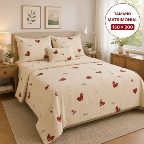 Juego de Sábanas Matrimonial 4 Piezas con Fundas para Almohada