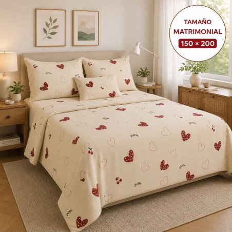 Juego de Sábanas Matrimonial 4 Piezas con Fundas para Almohada