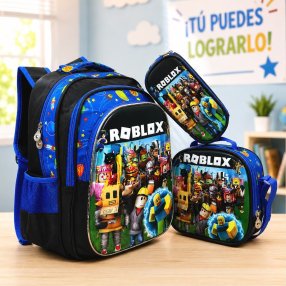 Set Escolar Infantil 3 Piezas con Mochila, Lonchera y Cartuchera