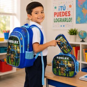 Set Escolar Infantil 3 Piezas con Mochila, Lonchera y Cartuchera