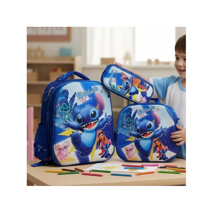 Set Escolar Infantil 3 Piezas con Mochila, Lonchera y Cartuchera