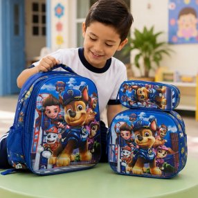 Set Escolar Infantil 3 Piezas con Mochila, Lonchera y Cartuchera