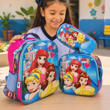 Set Escolar Infantil 3 Piezas con Mochila, Lonchera y Cartuchera