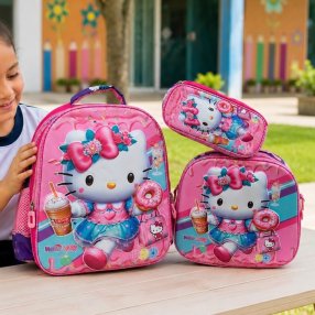 Set Escolar Infantil 3 Piezas con Mochila, Lonchera y Cartuchera