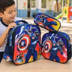 Set Escolar Infantil 3 Piezas con Mochila, Lonchera y Cartuchera