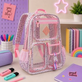 Mochila Transparente Escolar con Múltiples Compartimentos