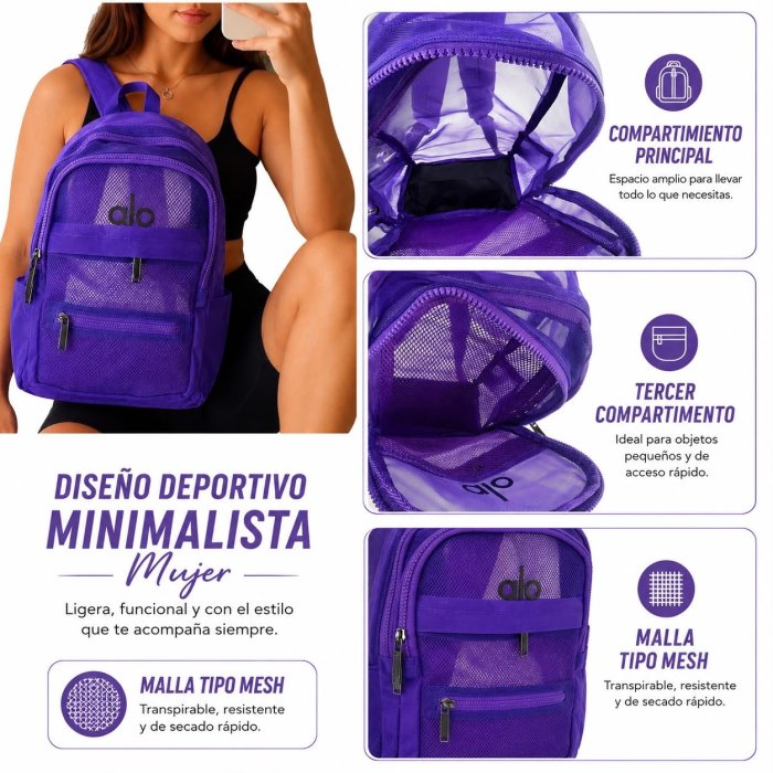 Mochila Casual Deportiva Tipo Mesh para Mujer