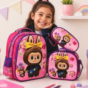 Set Escolar Infantil 3 Piezas para Kínder con Mochila, Lonchera y Cart