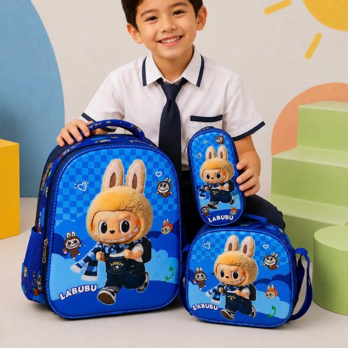 Set Escolar Infantil 3 Piezas para Kínder con Mochila, Lonchera y Cart