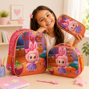 Set Escolar Infantil 3 Piezas para Kínder con Mochila, Lonchera y Cart