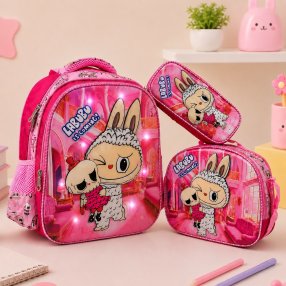 Set Escolar Infantil 3 Piezas para Kínder con Mochila, Lonchera y Cart