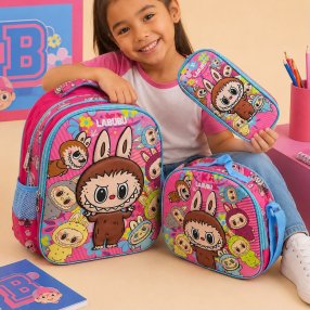 Set Escolar Infantil 3 Piezas para Kínder con Mochila, Lonchera y Cart