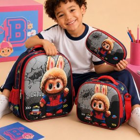 Set Escolar Infantil 3 Piezas para Kínder con Mochila, Lonchera y Cart