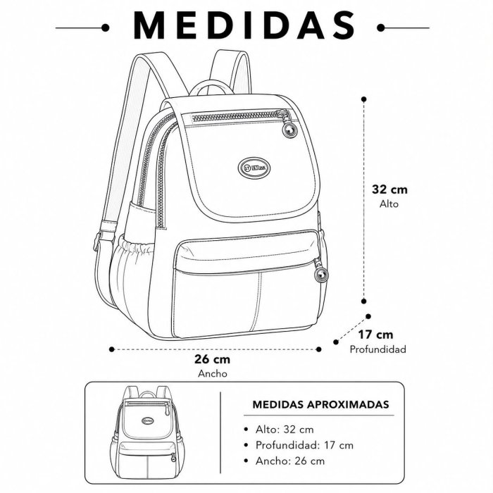 Mochila Casual Multi Compartimentos para Mujer