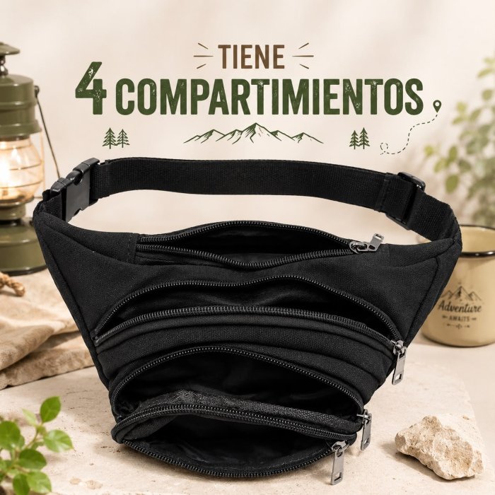 Cangurera Multi Compartimentos Unisex para Viaje y Uso Diario