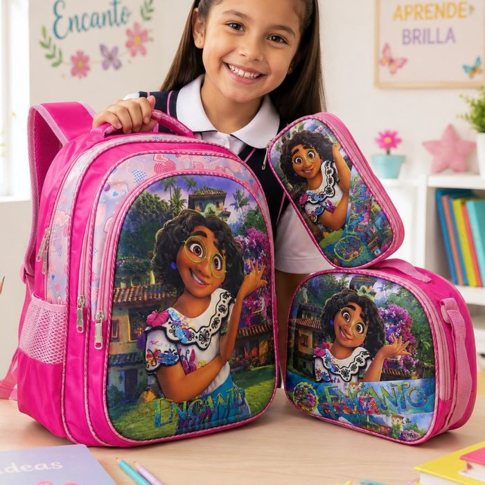 Set Escolar Infantil 3 Piezas con Mochila, Lonchera y Cartuchera