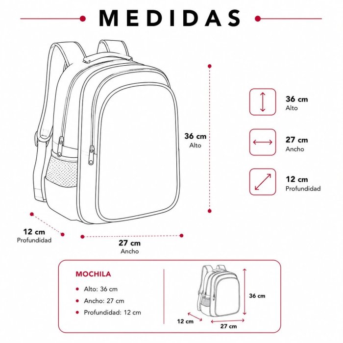 Mochila Escolar Infantil para Kínder Triple Compartimento