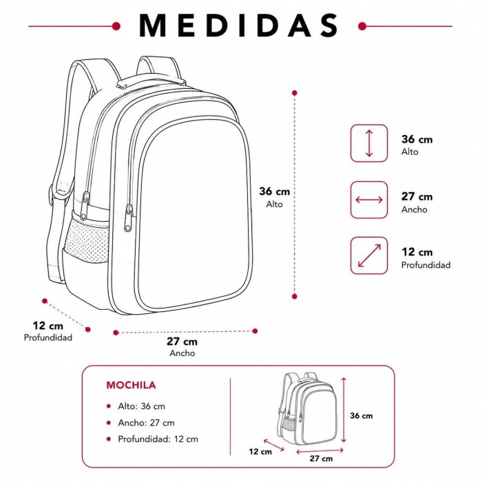 Mochila Escolar Infantil para Kínder Triple Compartimento