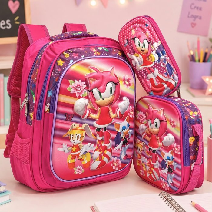 Set Escolar Infantil 3 Piezas con Mochila, Lonchera y Cartuchera