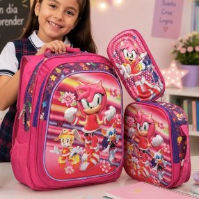 Set Escolar Infantil 3 Piezas con Mochila, Lonchera y Cartuchera