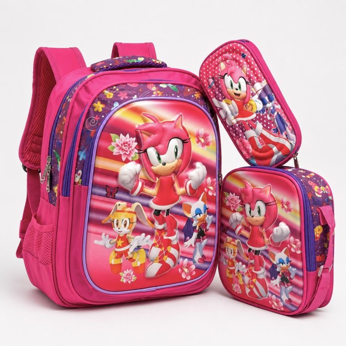 Set Escolar Infantil 3 Piezas con Mochila, Lonchera y Cartuchera