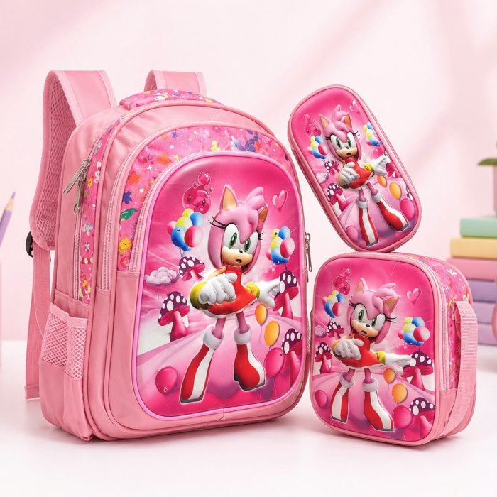 Set Escolar Infantil 3 Piezas con Mochila, Lonchera y Cartuchera