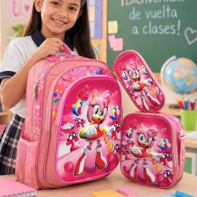 Set Escolar Infantil 3 Piezas con Mochila, Lonchera y Cartuchera