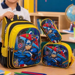 Set Escolar Infantil 3 Piezas con Mochila, Lonchera y Cartuchera