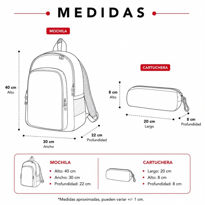 Mochila Escolar Infantil con Cartuchera para Primaria