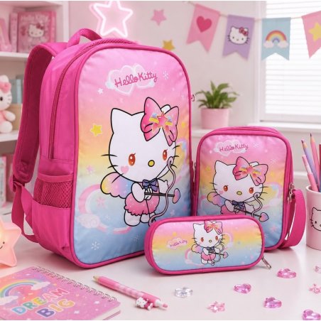 Set Escolar Infantil de Lona 3 Piezas con Mochila, Lonchera y Cartuche