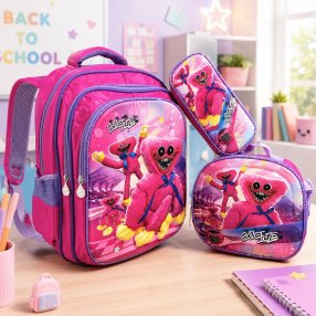 Set Escolar Infantil 3 Piezas con Mochila, Lonchera y Cartuchera