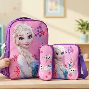 Set Escolar Infantil de Lona 3 Piezas con Mochila, Lonchera y Cartuche