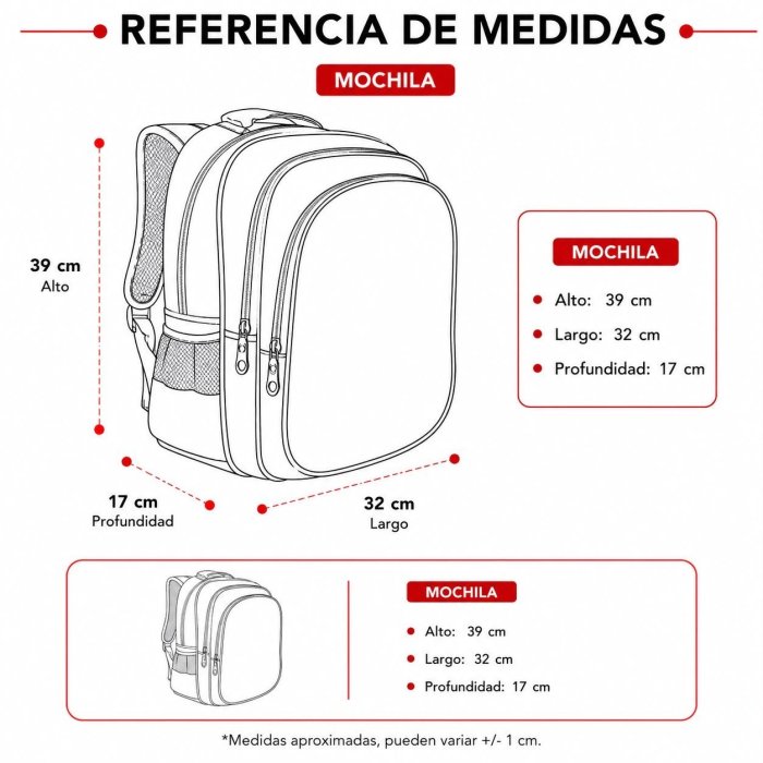 Mochila Escolar Infantil para Primaria con Triple Compartimento
