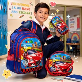 Set Escolar Infantil 3 Piezas con Mochila, Lonchera y Cartuchera
