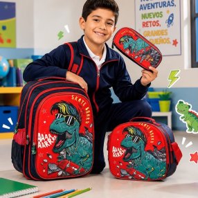 Set Escolar Infantil 3 Piezas con Mochila, Lonchera y Cartuchera