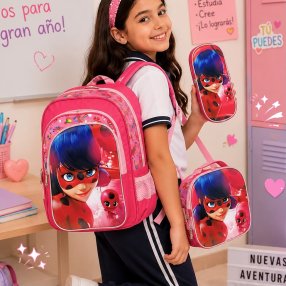 Set Escolar Infantil 3 Piezas con Mochila, Lonchera y Cartuchera