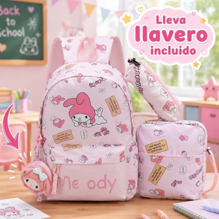Set Escolar Casual 3 Piezas con Mochila, Crossbody y Cartuchera