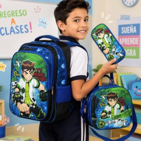 Set Escolar Infantil 3 Piezas con Mochila, Lonchera y Cartuchera