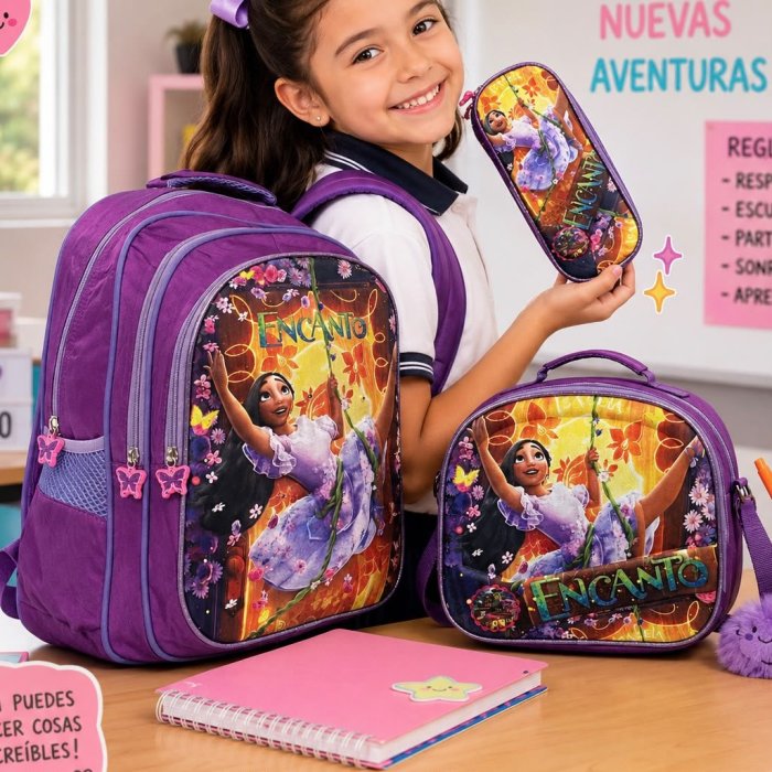 Set Escolar Infantil 3 Piezas con Mochila, Lonchera y Cartuchera